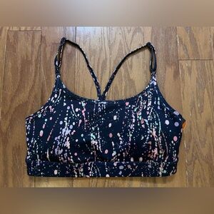 ID Ideology Navy Splatter Paint Print Racerback Sports Bra XS